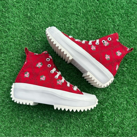 Converse Run Star Hike Hi Days Ahead / Vintage White Cross Stitch Roses - Picture 12 of 13